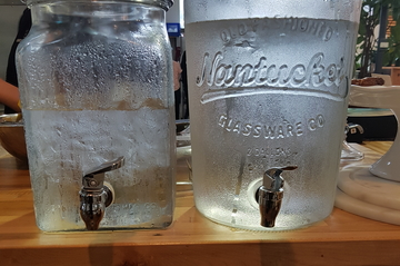 cold water in glass decanters